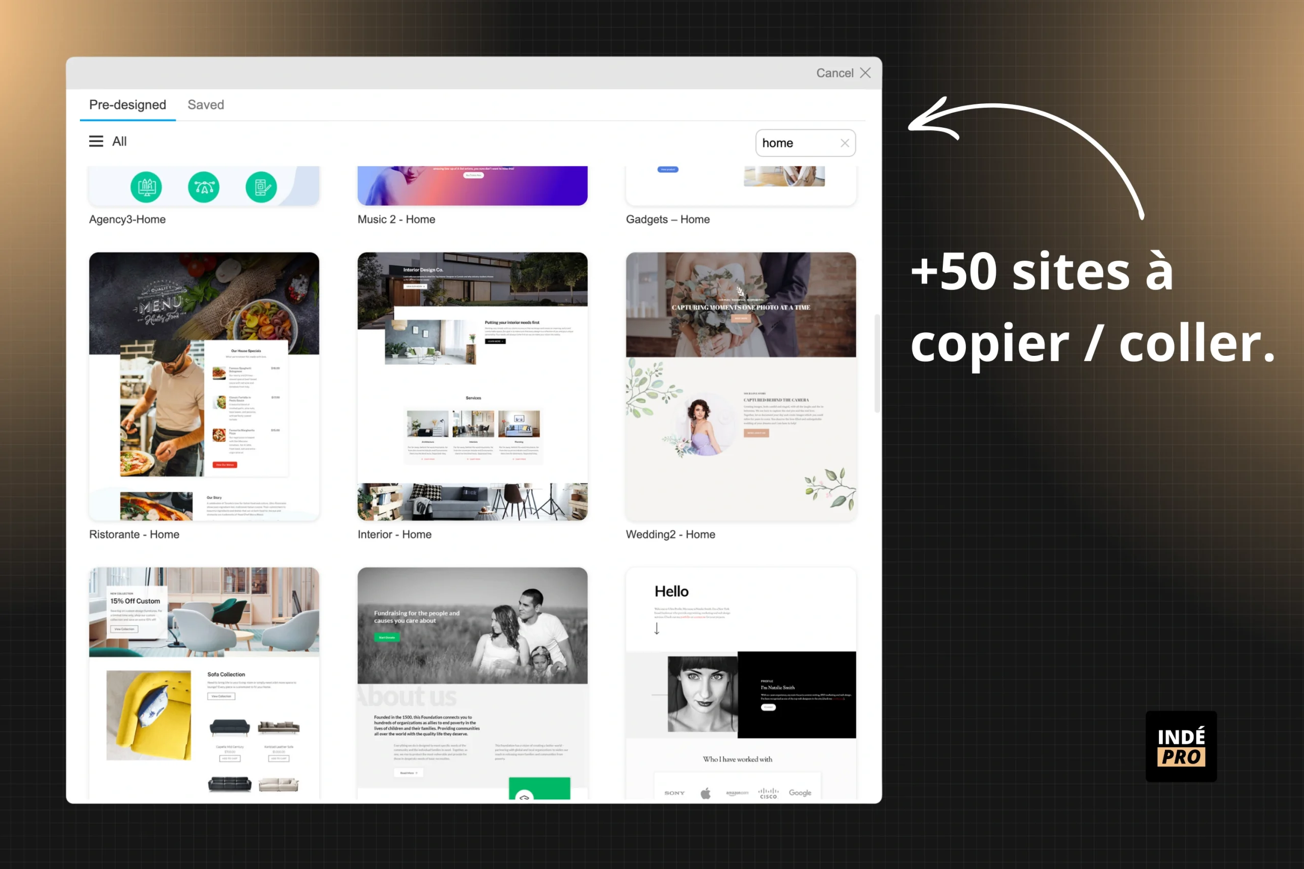 Les templates disponibles sur Themify Ultra WordPress
