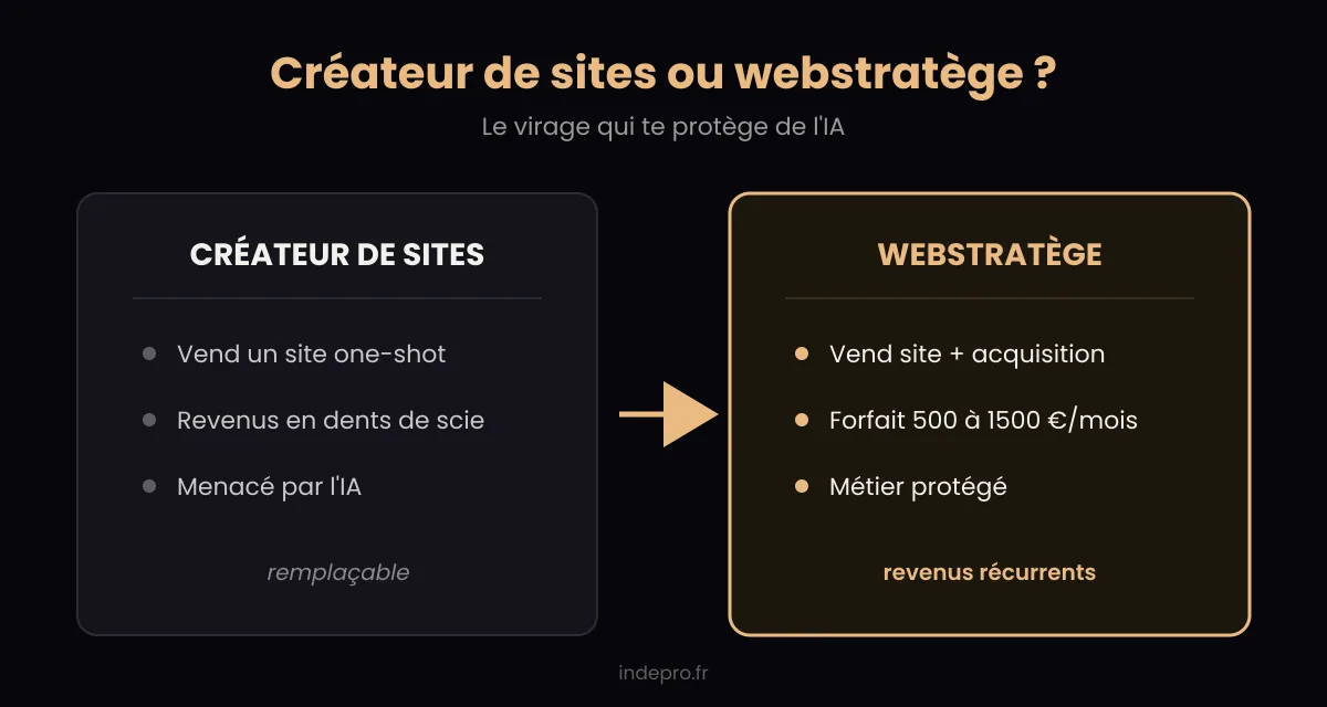 Comparaison entre créateur de sites et webstratege, revenus one-shot contre forfait mensuel récurrent