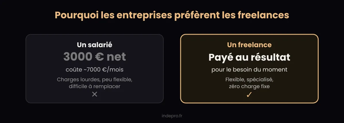 Le coût d'un salarié comparé à un freelance pour une entreprise